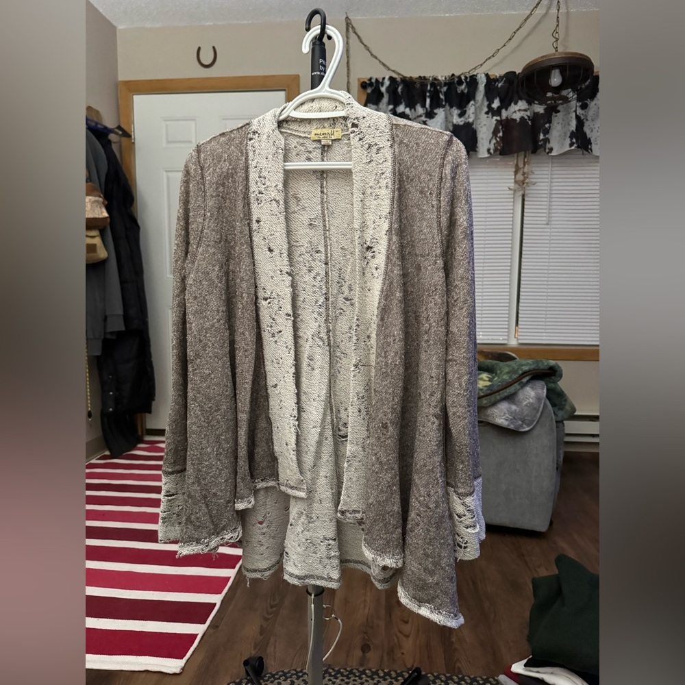 ONE WORLD Brown and Cream Cardigan